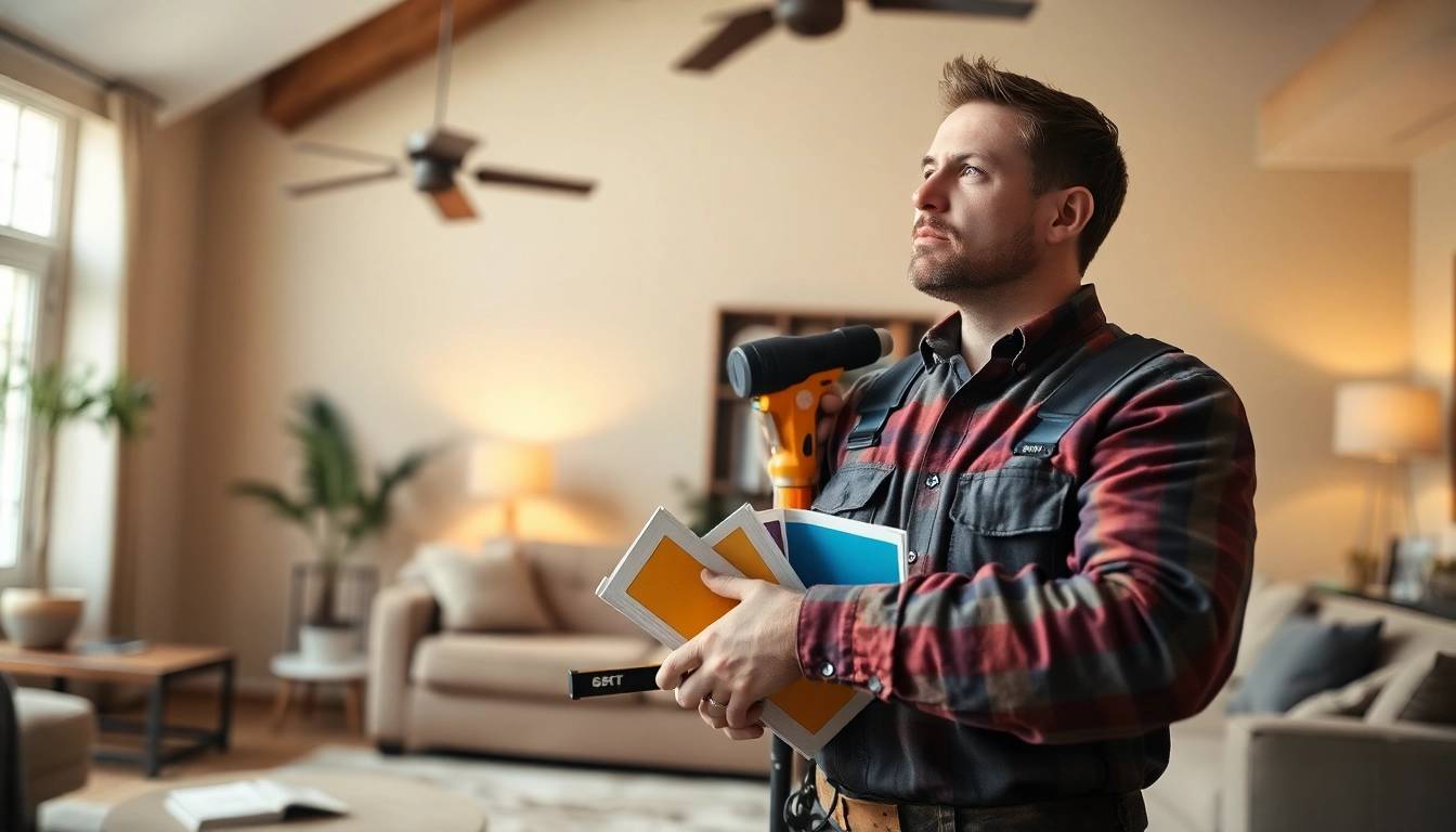 Get a spray foam removal quote with a contractor inspecting insulation in a cozy living room.