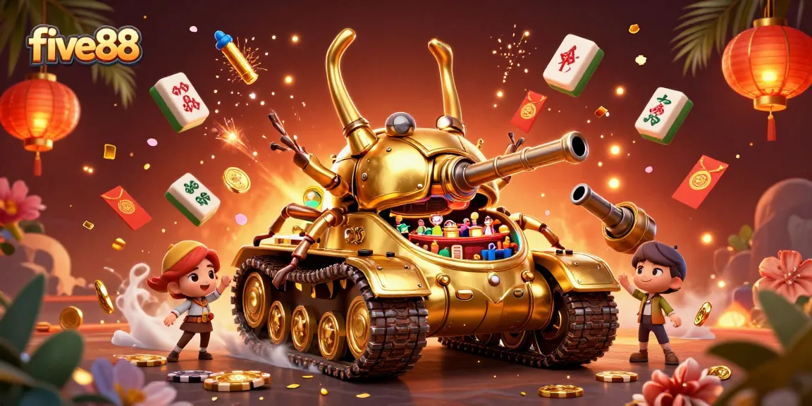Experience immersive gaming at five88 with a vibrant 3D casino scene featuring an engaging beetle tank and decorative elements.