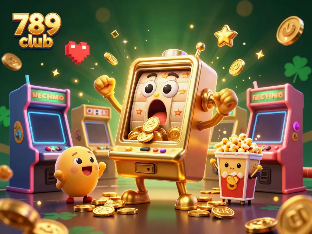 Engage with the thrilling atmosphere of 789 club through a vibrant, cartoon-style casino scene.
