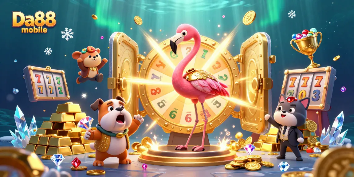 Experience thrilling gameplay on Da88 mobile with a vibrant game show scene featuring gambling elements.