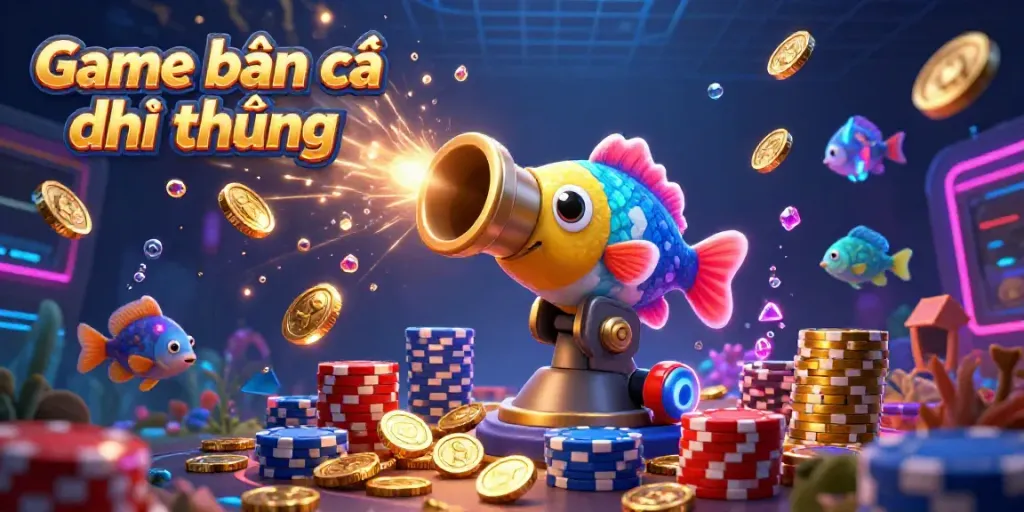 Experience the excitement of Game bắn cá đổi thưởng with vibrant underwater visuals and game elements.