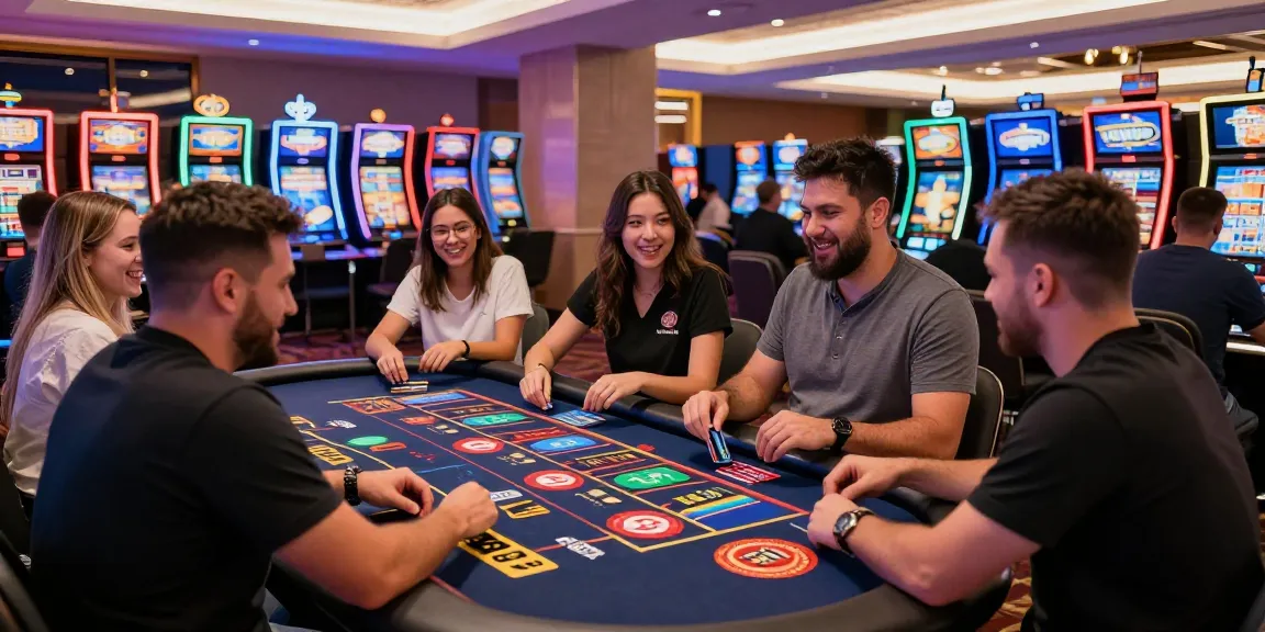 Exciting credit card casinos scene with diverse players at a live dealer table