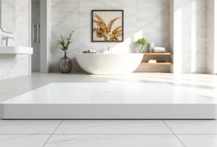 Showcasing an 800 x 800 shower base in a modern bathroom, highlighting its sleek design and elegance.