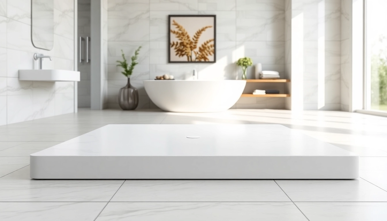 Showcasing an 800 x 800 shower base in a modern bathroom, highlighting its sleek design and elegance.