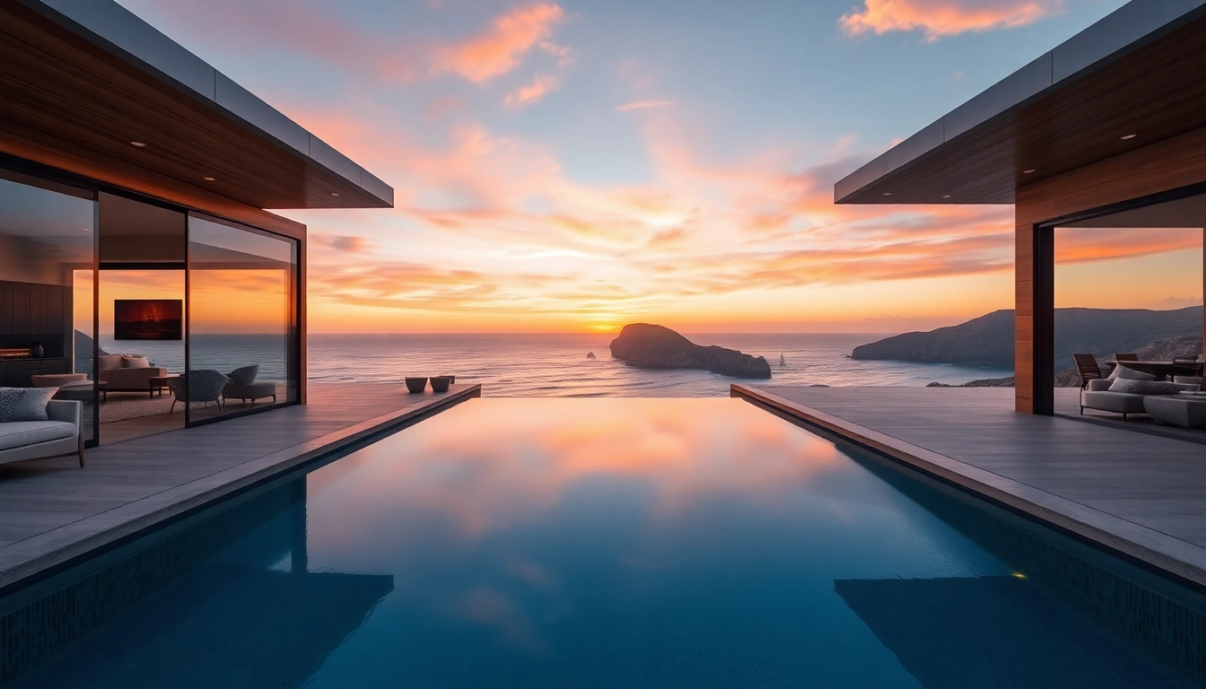 The Orleans Cape residence features modern architecture with ocean views and elegant outdoor spaces.