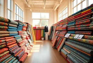 Bekijk stoffen online in prachtige showroom met kleurrijke stoffen en patronen