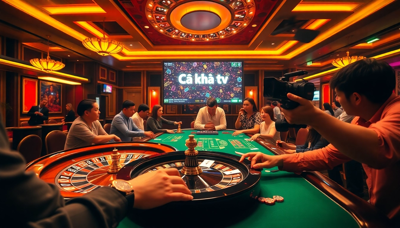 Cà khịa tv showcases an exciting casino scene with a vibrant roulette wheel and engaged players.